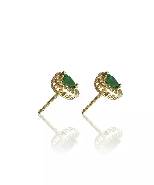 9ct Gold Earrings with green zircon