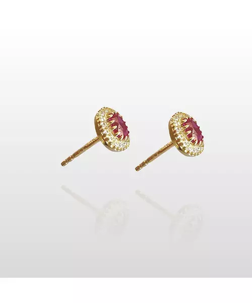 9ct Gold Mini Diana Earrings with pink zircon