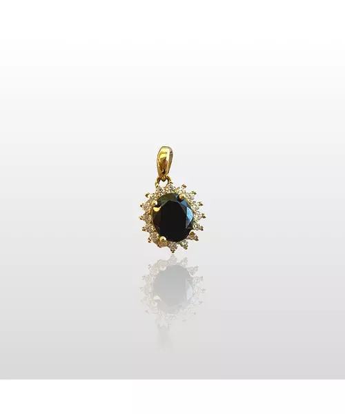 9ct Gold Necklace Diana Black Zircon