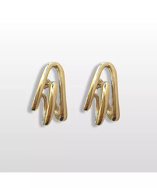 Continuous Line Earrings - Stainless Steel Gold