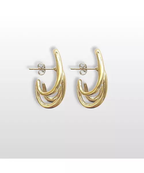 Continuous Line Earrings - Stainless Steel Gold