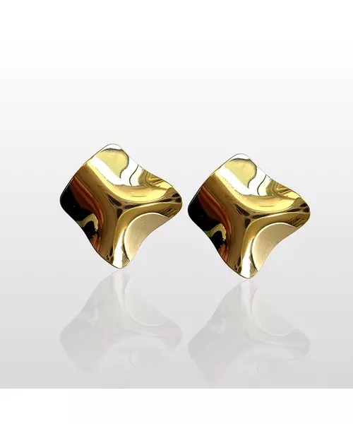 Wavy Minimal Earrings - Stainless Steel Gold