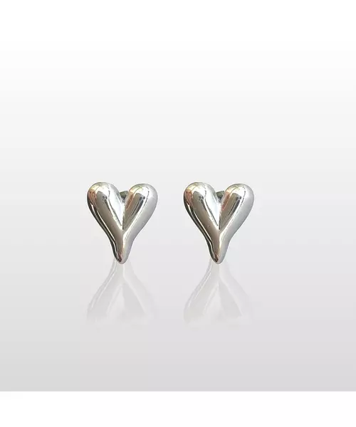 Bulky Heart Earrings - Stainless Steel