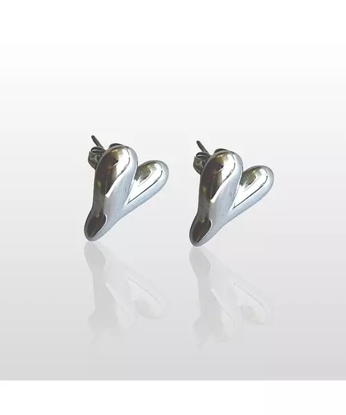 Bulky Heart Earrings - Stainless Steel