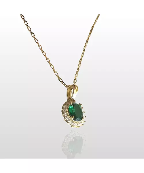 9ct Gold Necklace Diana Green Zircon