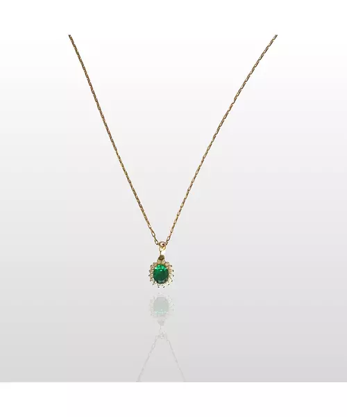 9ct Gold Necklace Diana Green Zircon