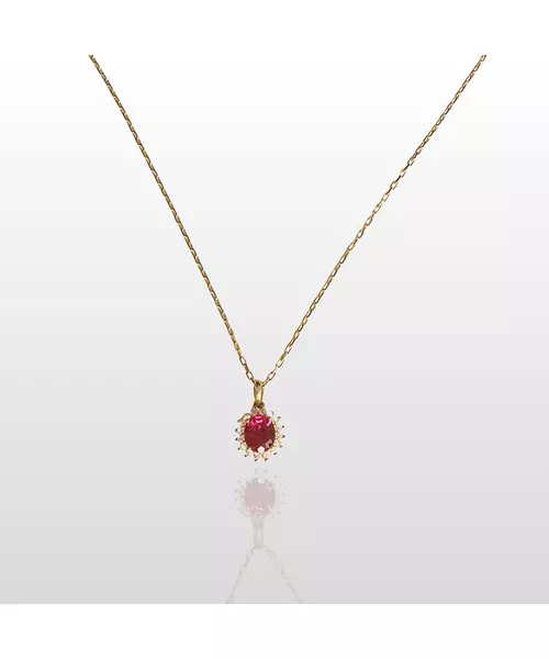 9ct Gold Necklace Diana Pink Zircon