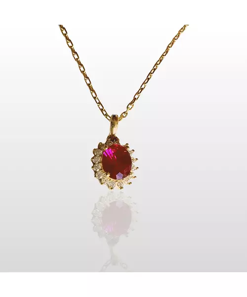 9ct Gold Necklace Diana Pink Zircon