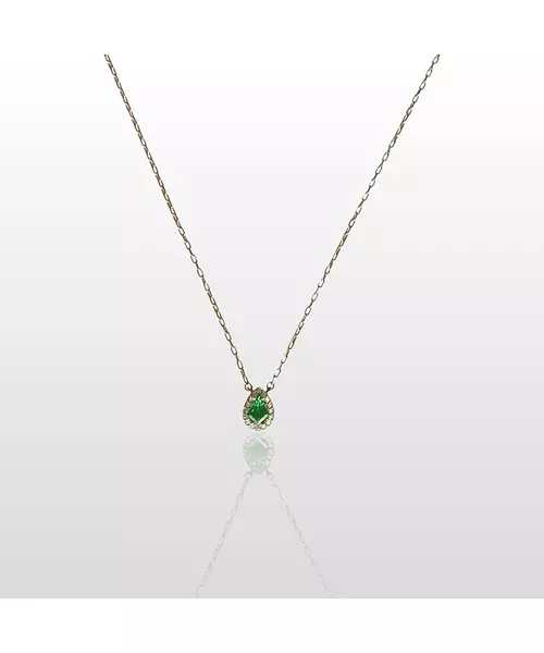 9ct Gold Necklace Green Drop Zircon