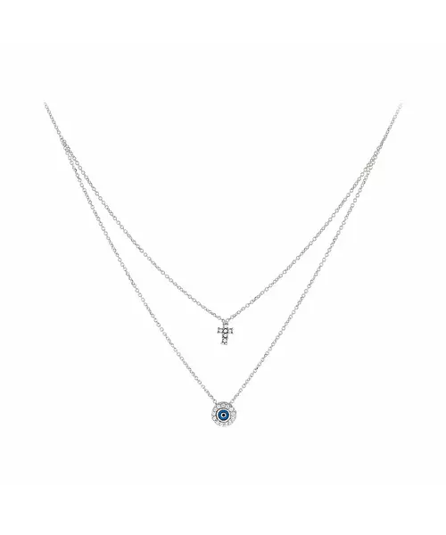 14K WHITE GOLD EVIL EYE-CROSS