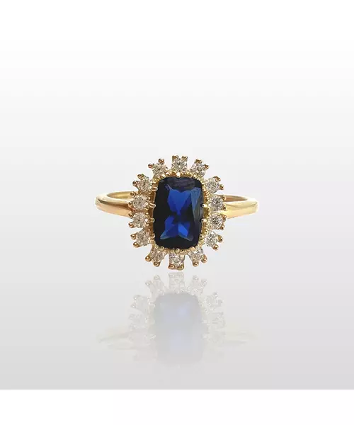 9ct Gold Ring - Diana Blue Zircon