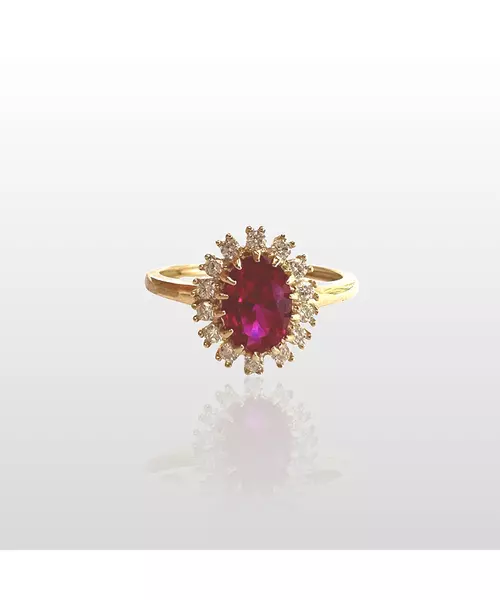 9ct Gold Ring - Diana Pink Zircons