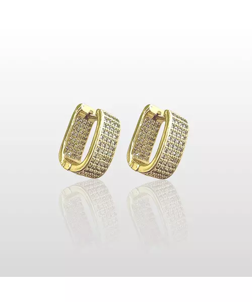 Hoops with zircons - Stainless Steel Gold Plated