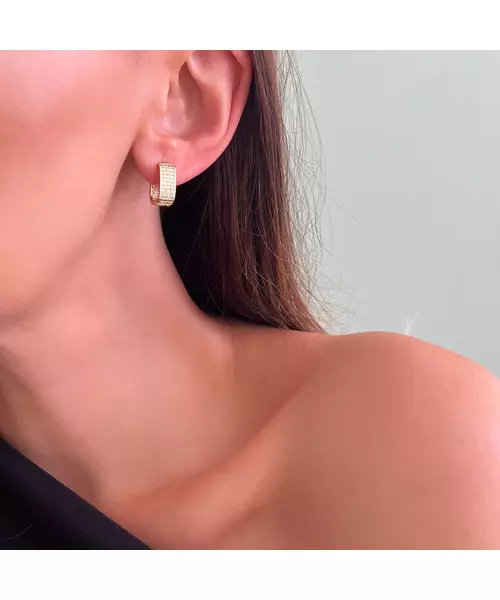 Hoops with zircons - Stainless Steel Gold Plated