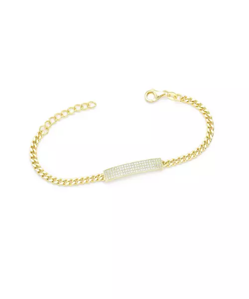 Bracelet Plate with Zircons - Silver 925 Gold Plated