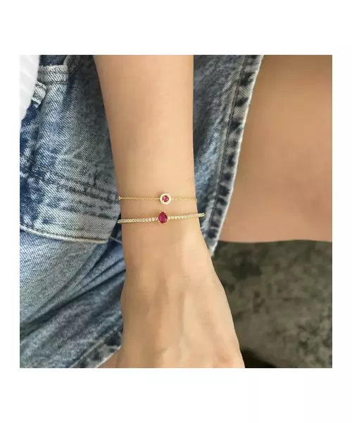 Bracelet with red zircon - Silver 925