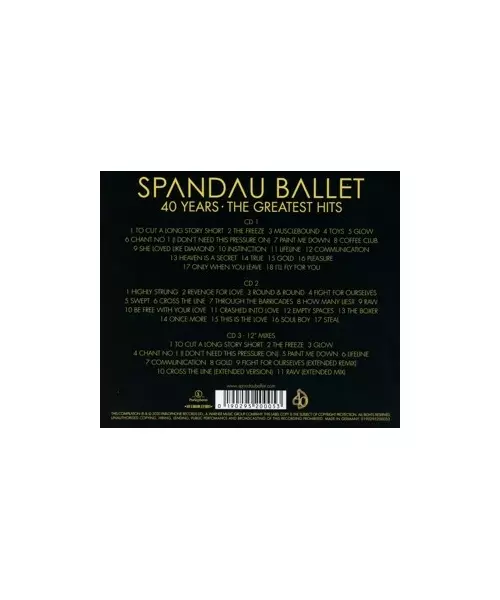 SPANDAU BALLET - 40 YEAR: THE GREATEST HITS (3CD)