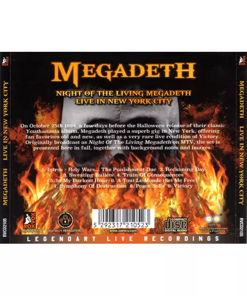 MEGADETH - NIGHT OF THE LIVING MEGADETH: LIVE IN NEW YORK CITY (CD)