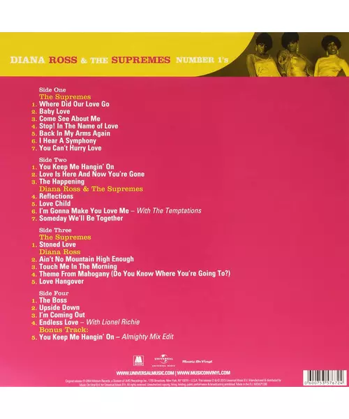 DIANA ROSS & THE SUPREMES - NUMBER 1'S (2LP VINYL)