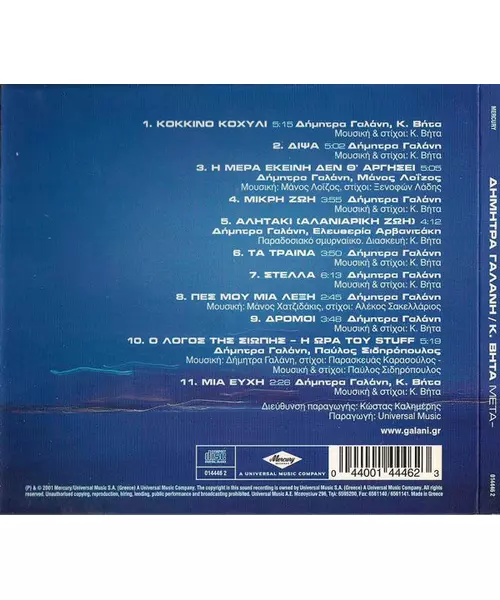 ΓΑΛΑΝΗ ΔΗΜΗΤΡΑ / Κ.ΒΗΤΑ - ΜΕΤΑ (CD)