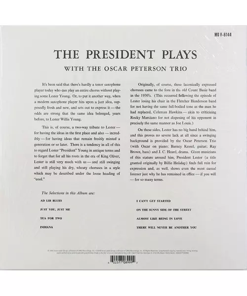 OSCAR PETERSON - THE PRESIDENT PLAYS (LP VINYL)