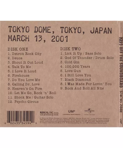 KISS - KISS OF THE SOUNDBOARD - TOKYO 2001 (2CD)