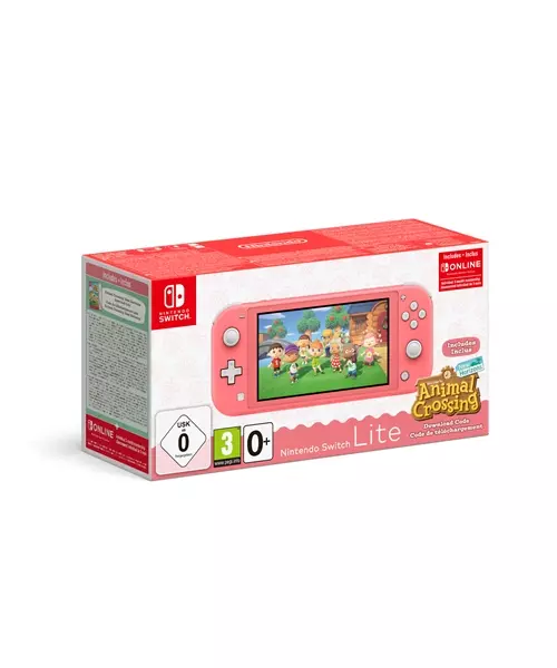 NINTENDO SWITCH LITE CONSOLE LITE CORAL + ANIMAL CROSSING NEW HORIZONS