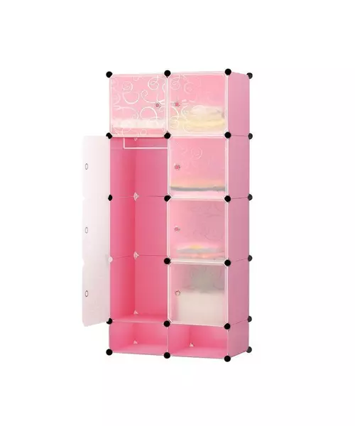 Σύστημα Αποθήκευσης &#8211; Πλαστική Ντουλάπα 70 x 35 x 150 cm Χρώματος Ροζ Hoppline HOP1000976-4