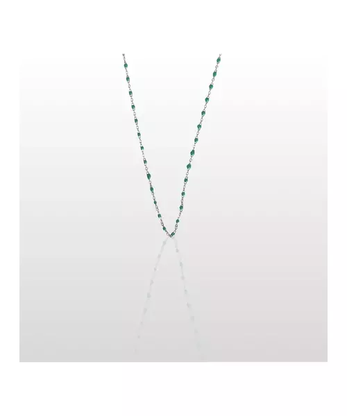 Green Enamel Rosary Necklace - Stainless Steel