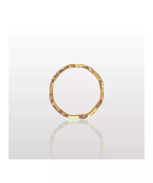 Curved Ring with Zircons - High quality Stainless Steel Gold Plated