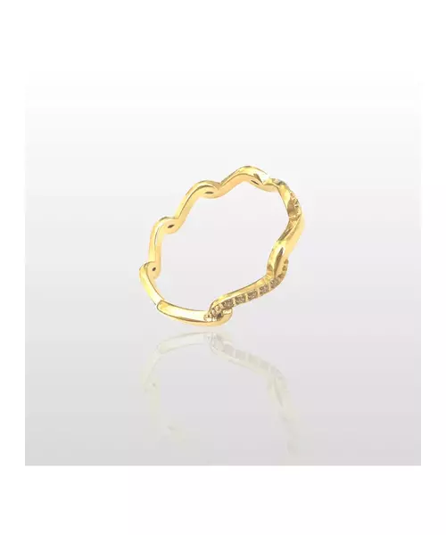 Curved Ring with Zircons - High quality Stainless Steel Gold Plated