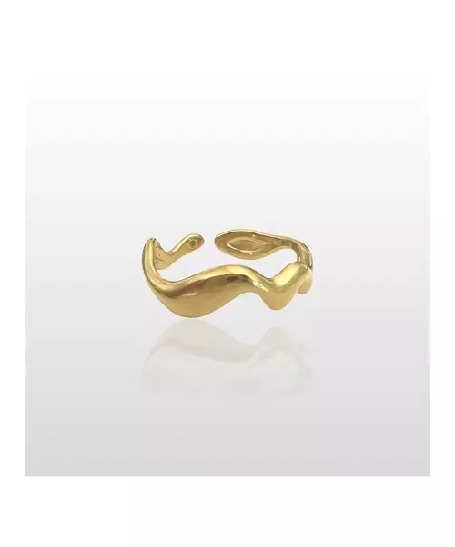 Curved Ring - High quality Stainless Steel Gold Plated