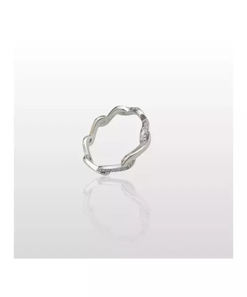 Curved Ring with Zircons - High quality Stainless Steel - 12(52)