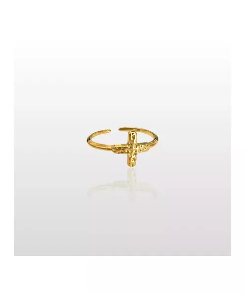 Hammered Cross Ring - High quality Stainless Steel Gold Plated