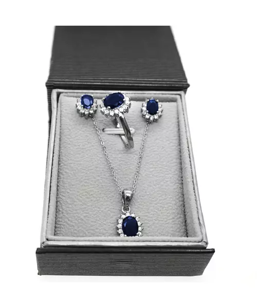 Diana Earrings with Blue and White Zircons - Silver 925 (Copy)