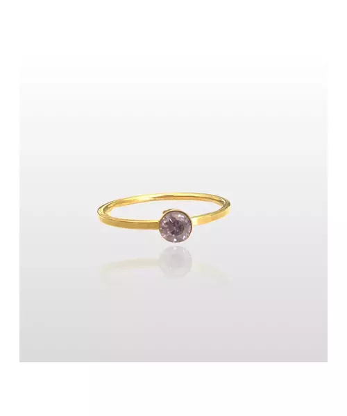 Ring with Purple Rhinestone - High quality Stainless Steel Gold Plated