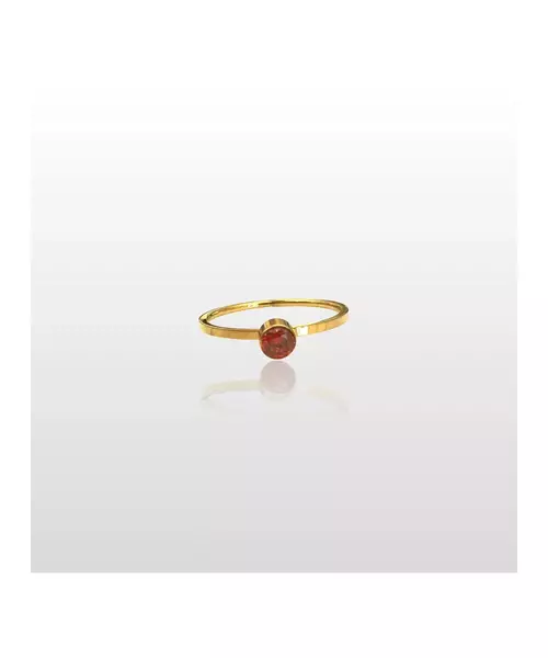 Ring with Red Rhinestone - High quality Stainless Steel Gold Plated