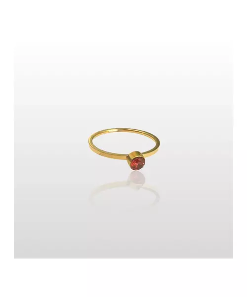 Ring with Red Rhinestone - High quality Stainless Steel Gold Plated