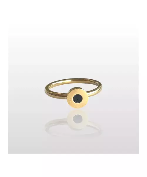 Single round stone ring - High quality Stainless Steel Gold Plated