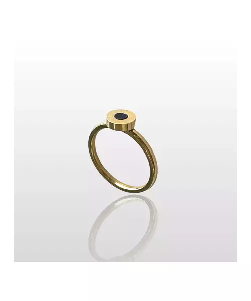 Single round stone ring - High quality Stainless Steel Gold Plated