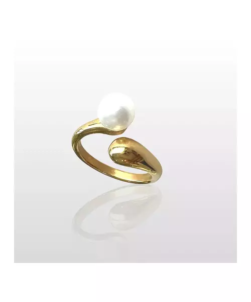 Pear-shaped ring with pearl - High quality Stainless Steel Gold Plated