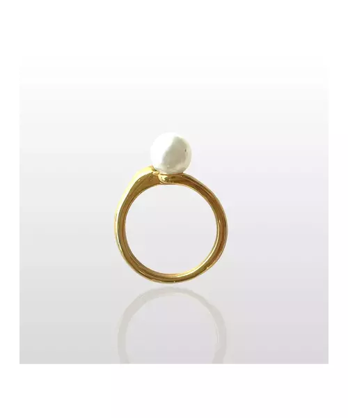 Pear-shaped ring with pearl - High quality Stainless Steel Gold Plated