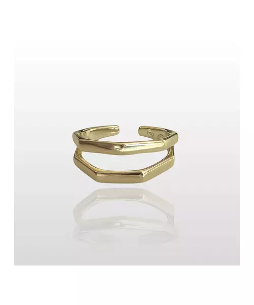 Double Line Ring - High quality Silver 925 Gold Plated