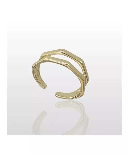 Double Line Ring - High quality Silver 925 Gold Plated