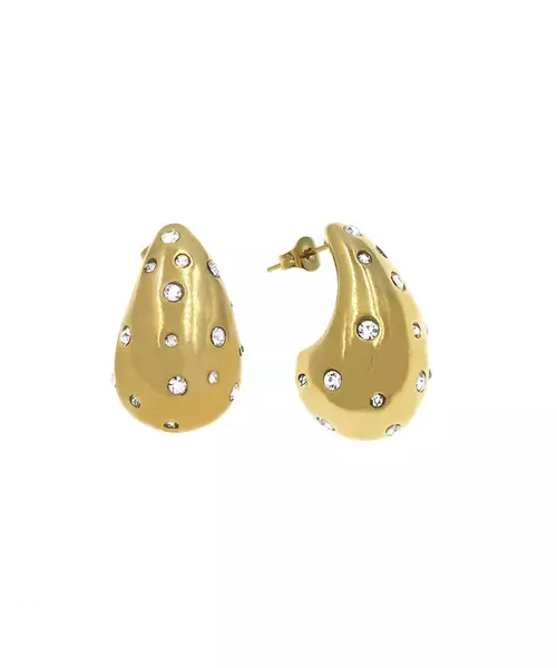 Pear-shaped 2.6cm Earrings with Zircons - High quality Stainless Steel Gold Plated