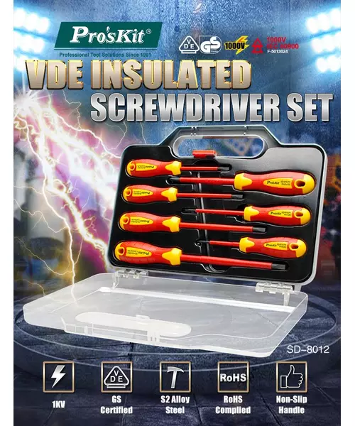 Proskit Screwdriver Insulated VDE Set of 7 pcs SD-8012