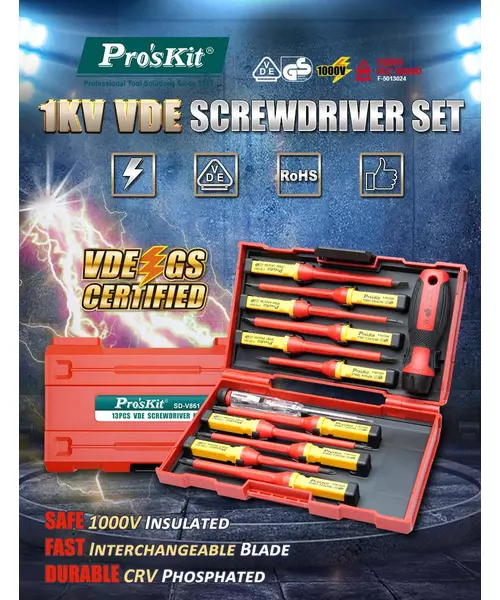 Proskit Screwdriver Insulated VDE Set of 13 pcs SD-V861