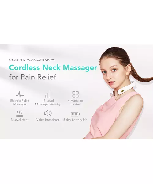 SKG Neck Massager Pulse-Heat-Remote-4xModes K5 Pro