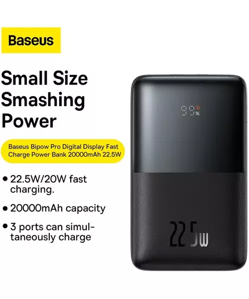 Baseus Powerbank 22.5W 20000mAh Display Bipow Pro Black
