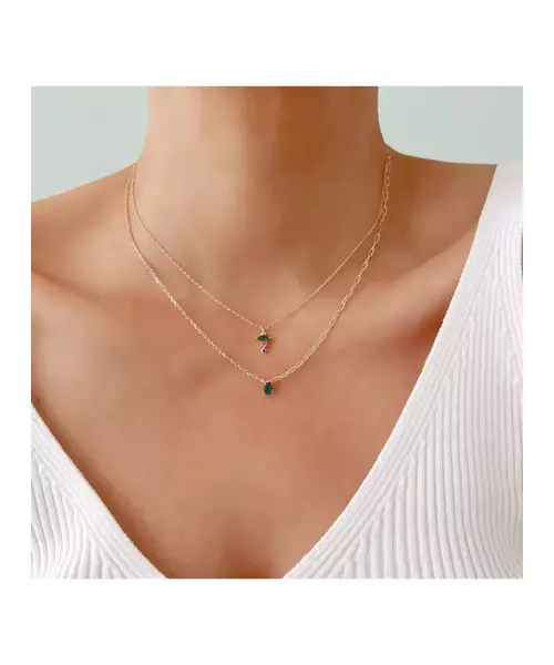 Necklace Blue Drop - Silver 925 Gold Plated